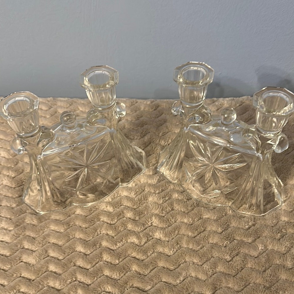 Elegant Clear Glass Candle Holders